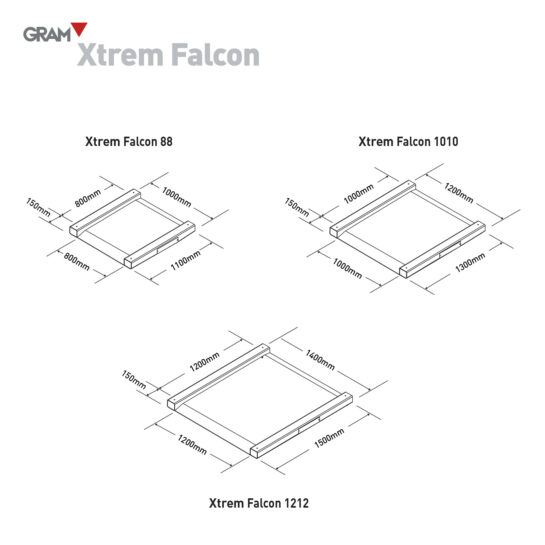 Nízkoprofilová váha Falcon, Úradne overená plošinová váha Xtrem Falcon M rozmery